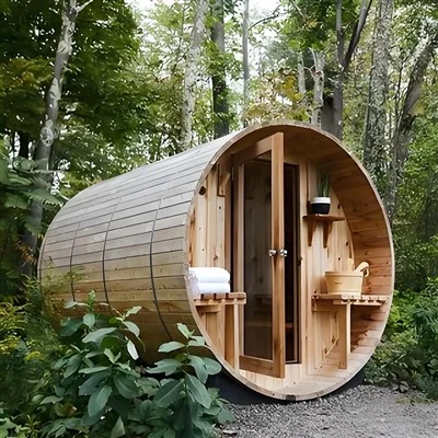 Sauna cu butoi de cedru roșu pentru 2-4 persoane Accesorii complete pentru saună incluse